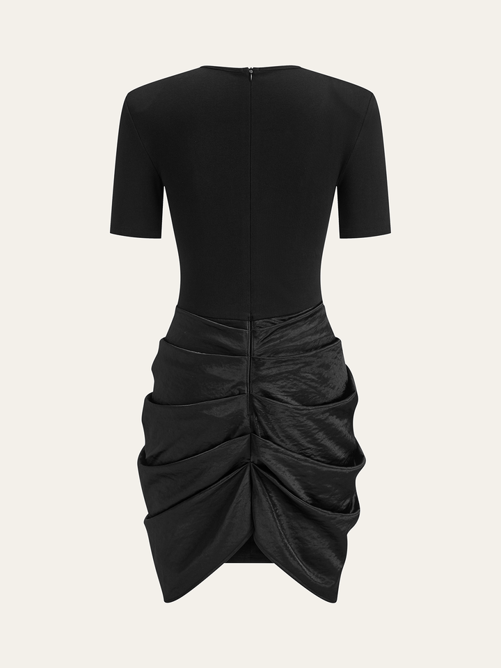 Short Sleeve Ruched Metal Buckle Dress  Liora Lane Boutique Dresses