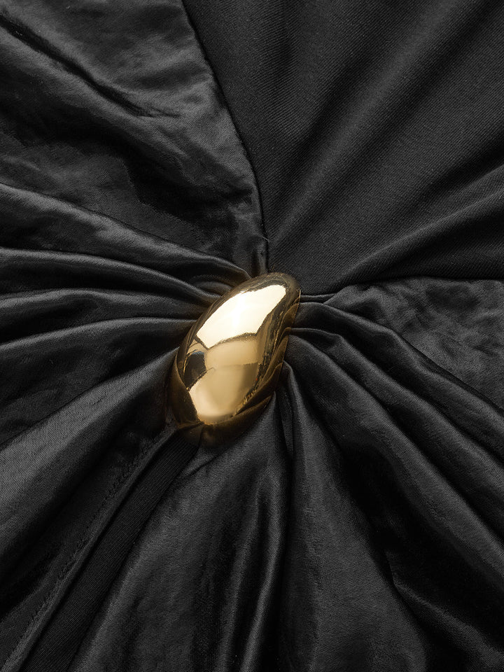 Short Sleeve Ruched Metal Buckle Dress  Liora Lane Boutique Dresses