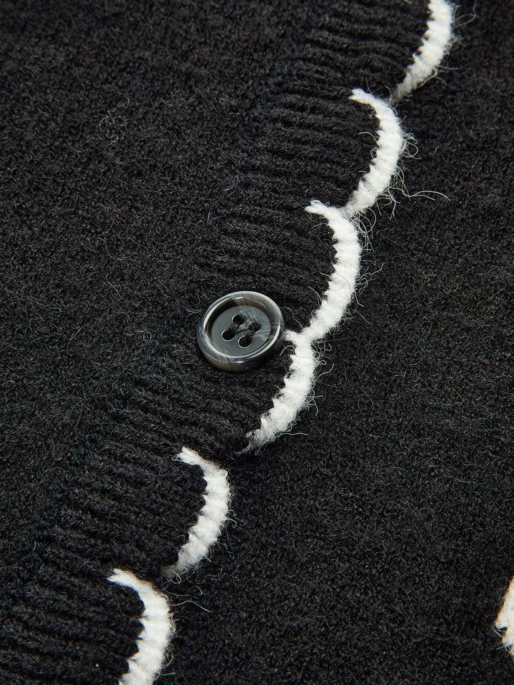 Scalloped Trim Polka Dot Knit Cardigan  Liora Lane Boutique Cardigans