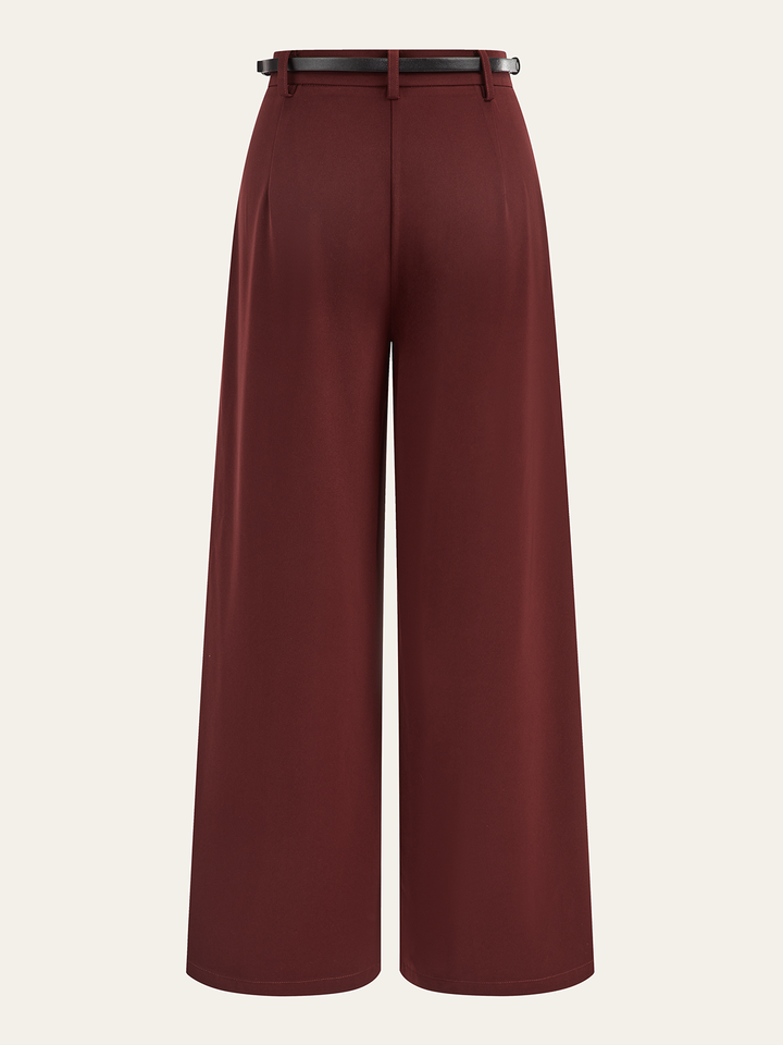 Belted Pleated Wide-Leg Pants  Liora Lane Boutique Pants