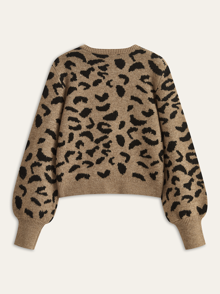 Leopard Bow Tie Knit Top  Liora Lane Boutique Knit Outerwear