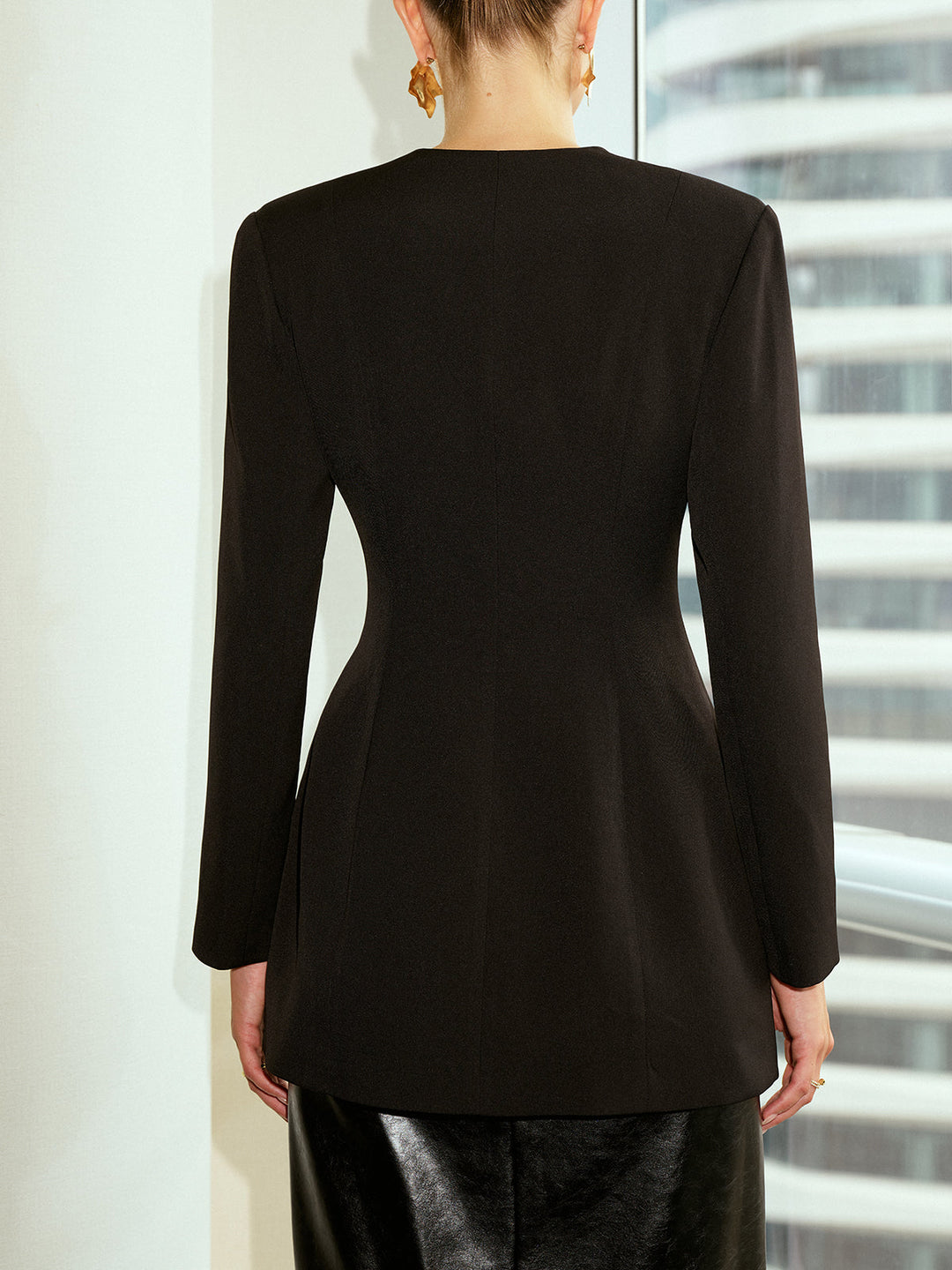 V-Neck Metal Button Blazer  Liora Lane Boutique Blazers