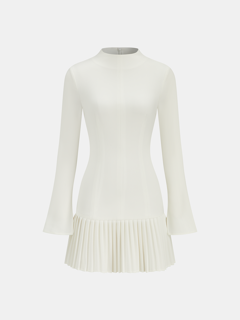 Pleated Hem Mock Neck Mini Dress  Liora Lane Boutique Dresses