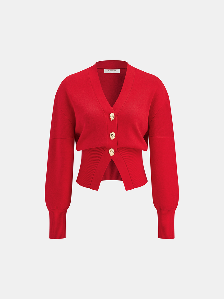 Wool Blend Cropped V-Neck Cardigan  Liora Lane Boutique Cardigans