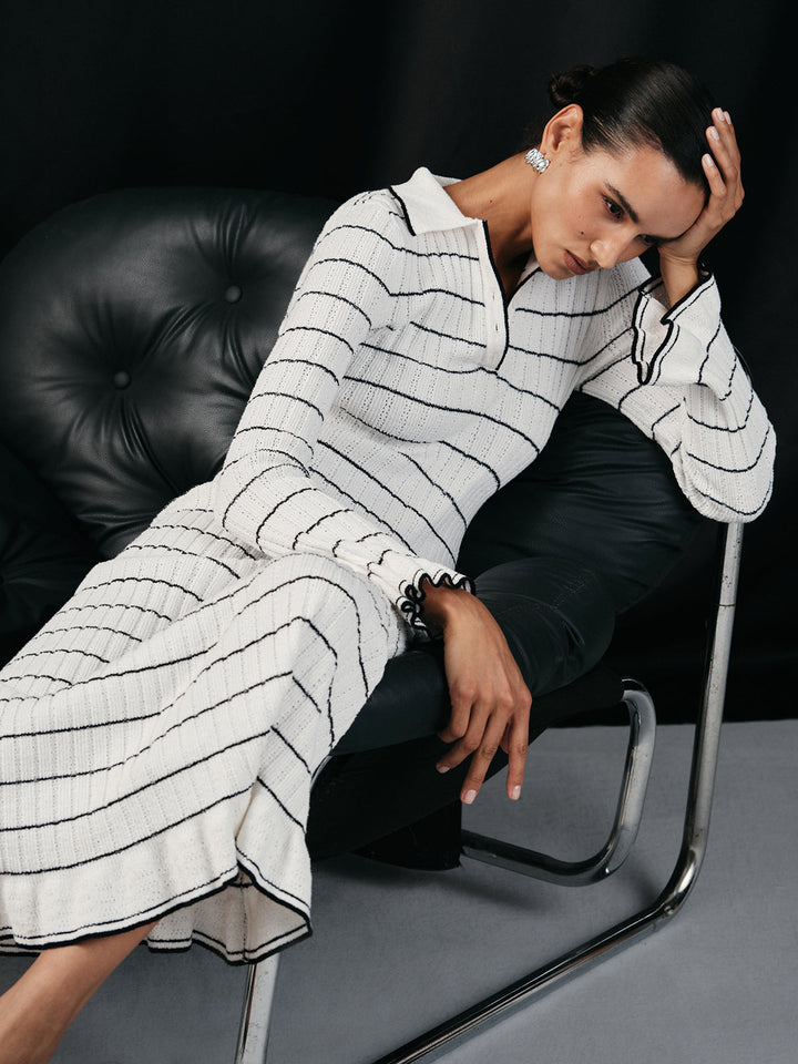 Sailor-stripe Stretch-knit Midi Dress  Liora Lane Boutique Sweater Dresses