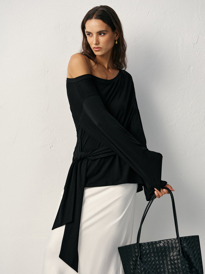 Off-Shoulder Long Sleeve T-Shirt  Liora Lane Boutique T-Shirts