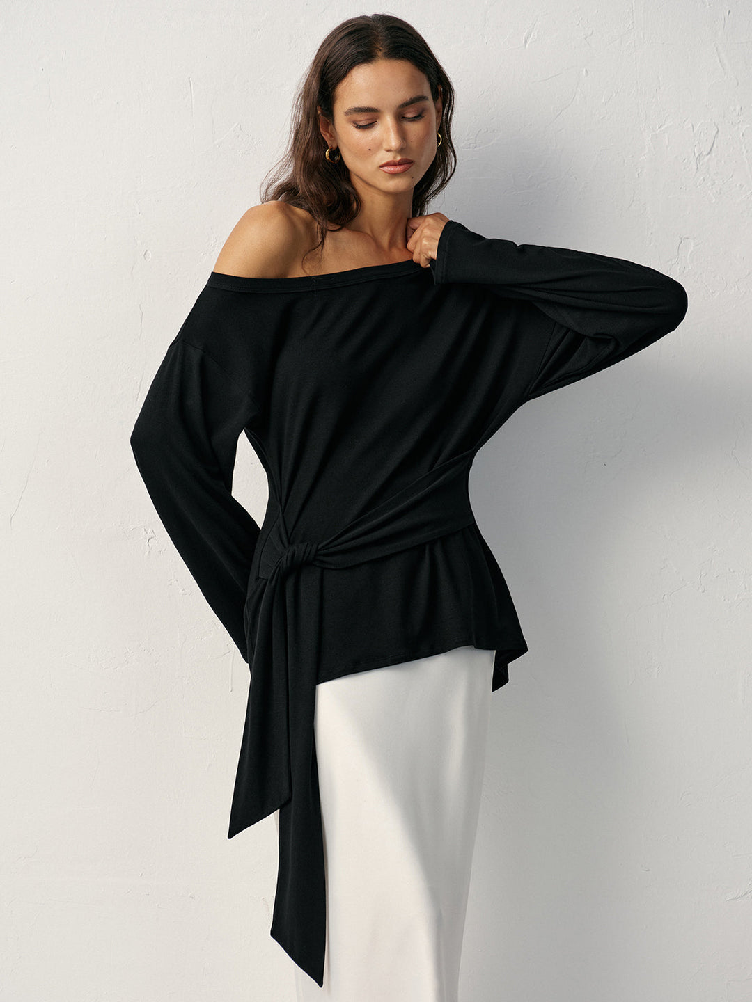 Off-Shoulder Long Sleeve T-Shirt  Liora Lane Boutique T-Shirts