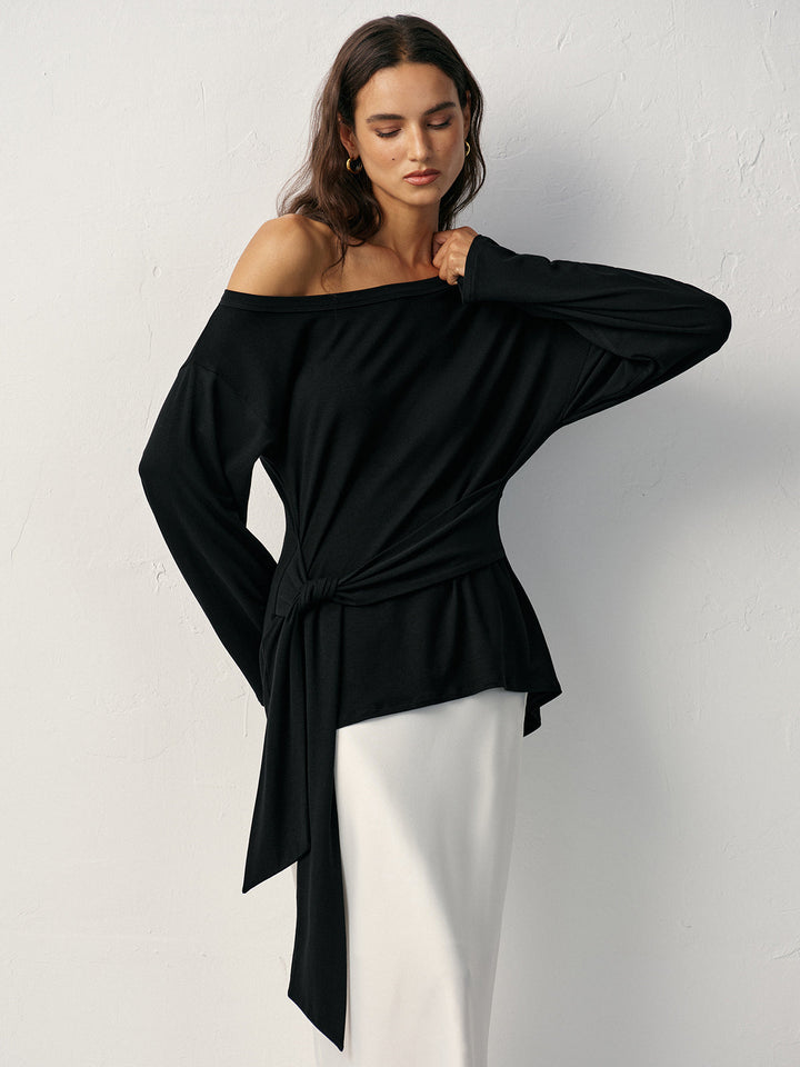 Off-Shoulder Long Sleeve T-Shirt  Liora Lane Boutique T-Shirts