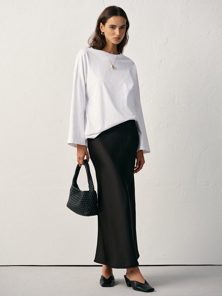 Long Sleeve Cotton T-Shirt  Liora Lane Boutique T-Shirts White / XL 34.00