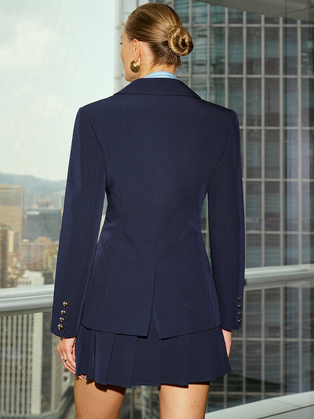 Metal Button Long Sleeve Blazer  Liora Lane Boutique Blazers