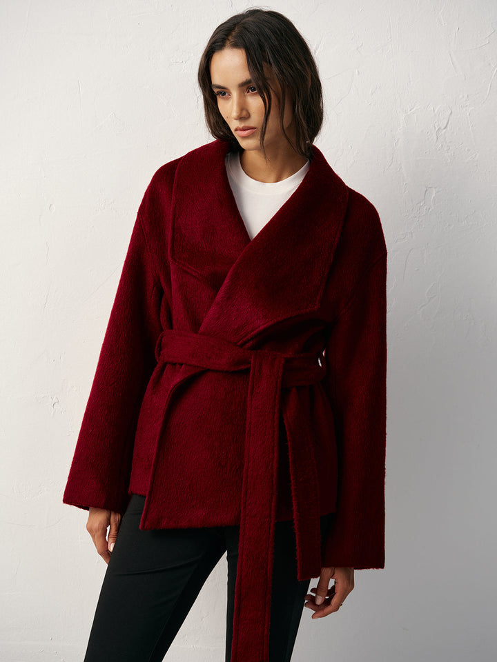 Wool Blend Belted Wrap Coat  Liora Lane Boutique Wool Coats