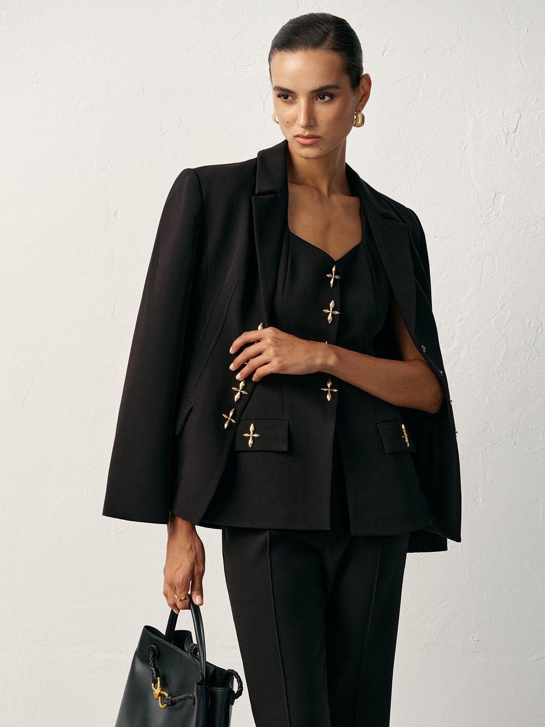 Cross-Shaped Button Blazer  Liora Lane Boutique Blazers