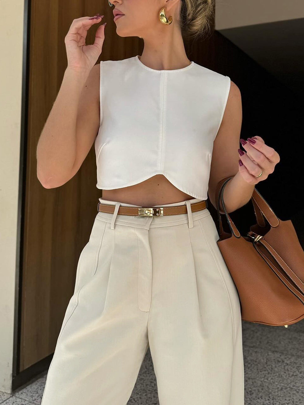 Pleated Cropped Pants  Liora Lane Boutique Pants