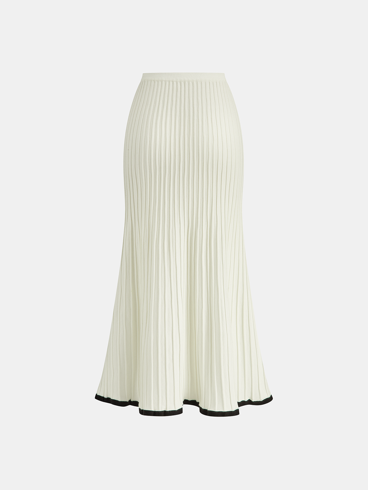 Contrast Trim Knit Vest and Midi Skirt Set  Liora Lane Boutique Skirt Sets