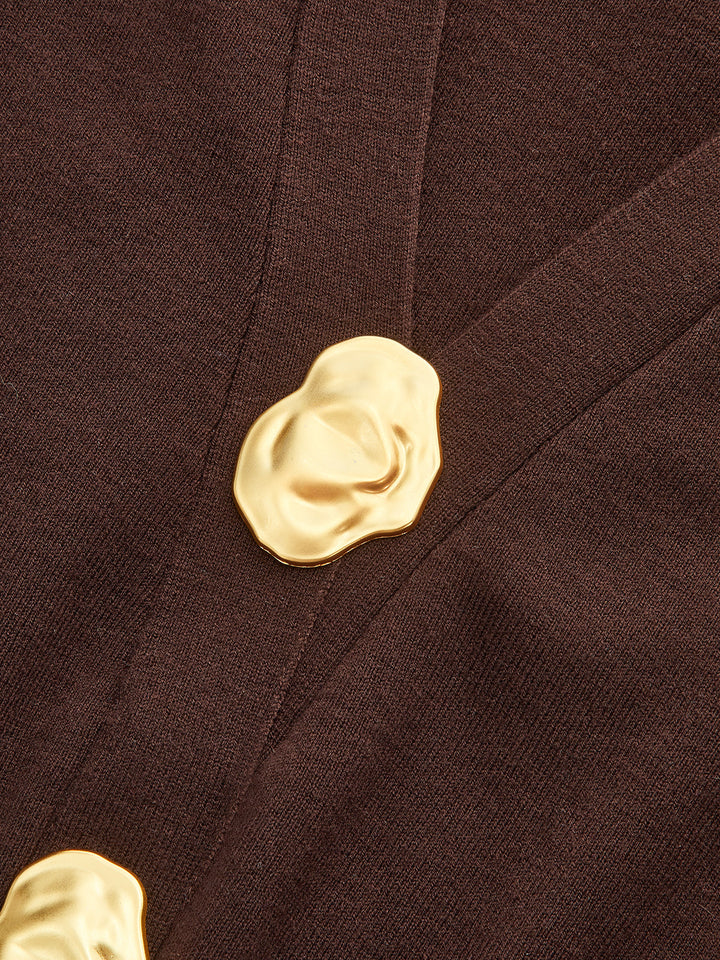 Metal Button V-Neck Knit Cardigan  Liora Lane Boutique Cardigans