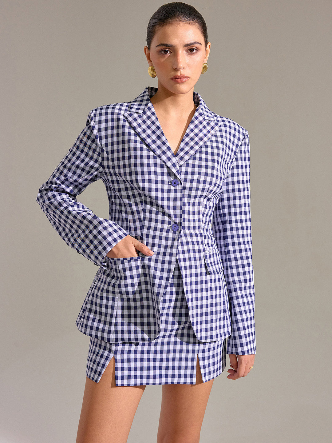 Pocket Vintage Gingham Blazer  Liora Lane Boutique Blazers