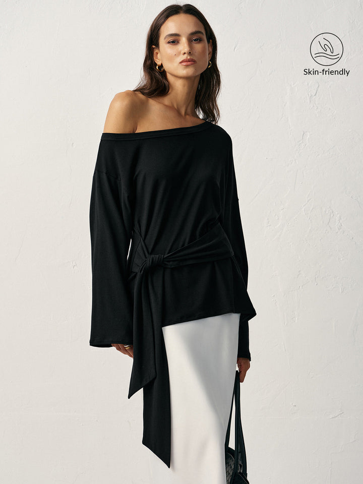 Off-Shoulder Long Sleeve T-Shirt  Liora Lane Boutique T-Shirts