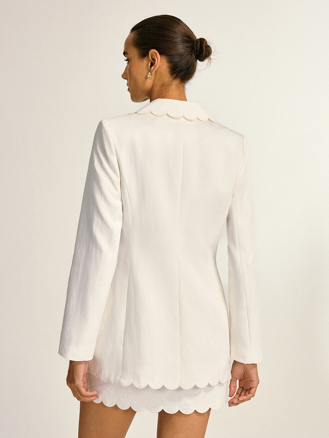 Scalloped Trim Metal Button Blazer  Liora Lane Boutique Blazers