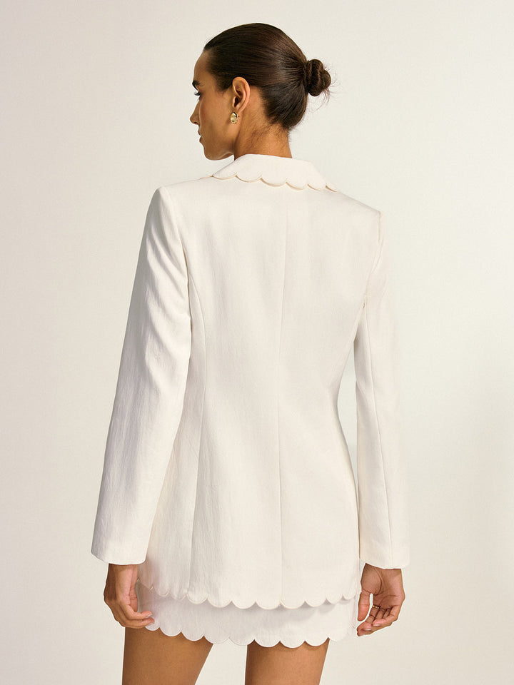 Scalloped Trim Metal Button Blazer  Liora Lane Boutique Blazers