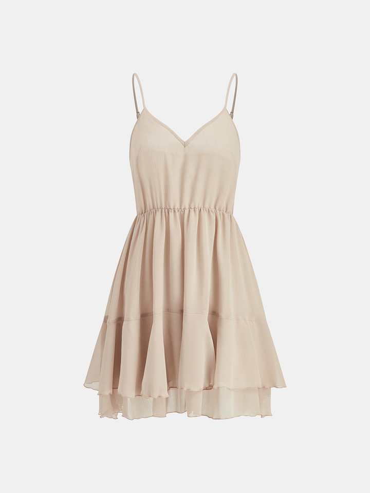 Tiered Ruffle Chiffon Mini Dress Set with Liner  Liora Lane Boutique Dresses