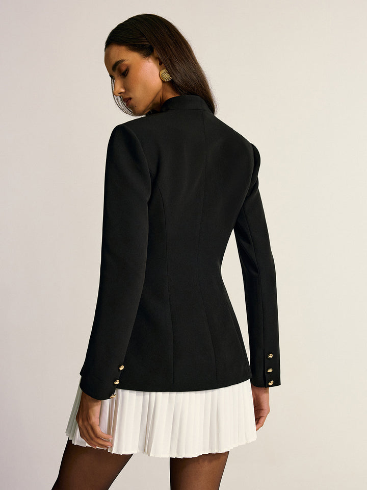 Contrast Pleated Hem Blazer Dress  Liora Lane Boutique Dresses