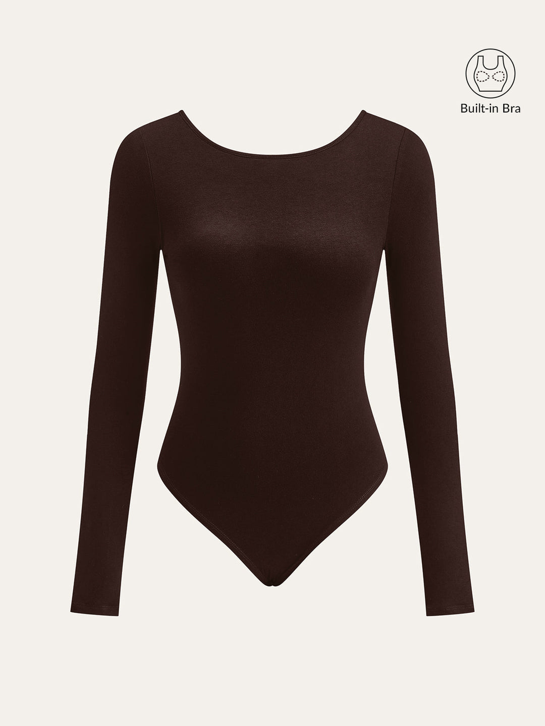 Bra-Free Long Sleeve Backless Bodysuit  Liora Lane Boutique Bodysuits Brown / XL 26.00