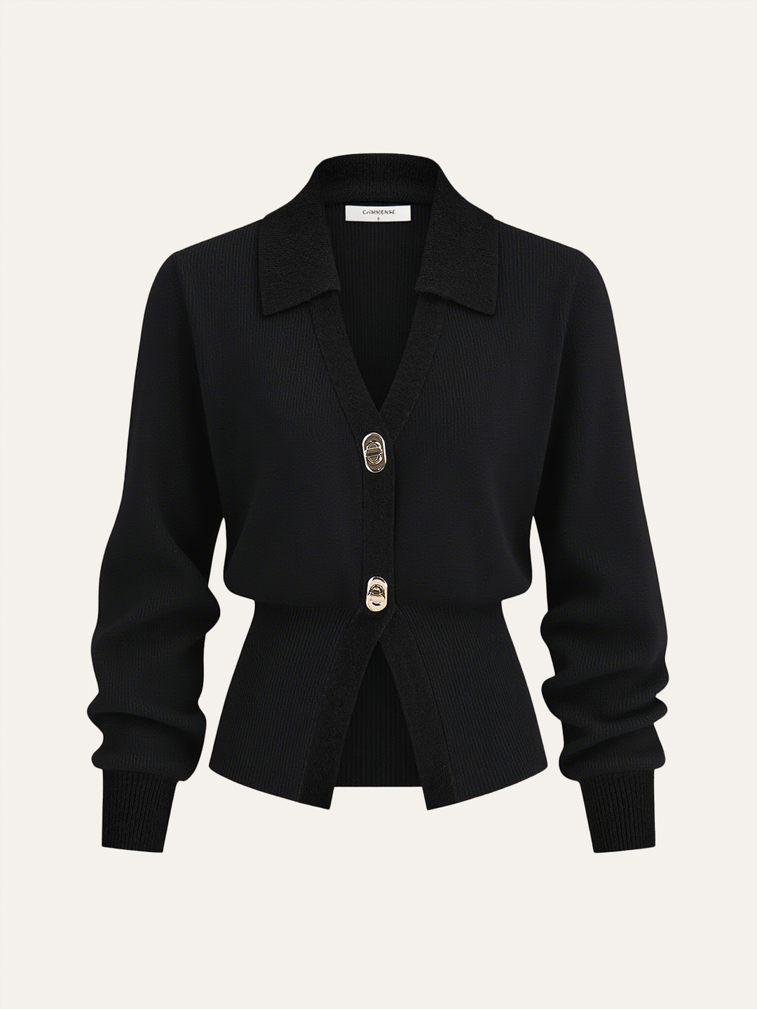 Contrast Trim Button Wool Blend Cardigan  Liora Lane Boutique Cardigans Black / XL 49.00