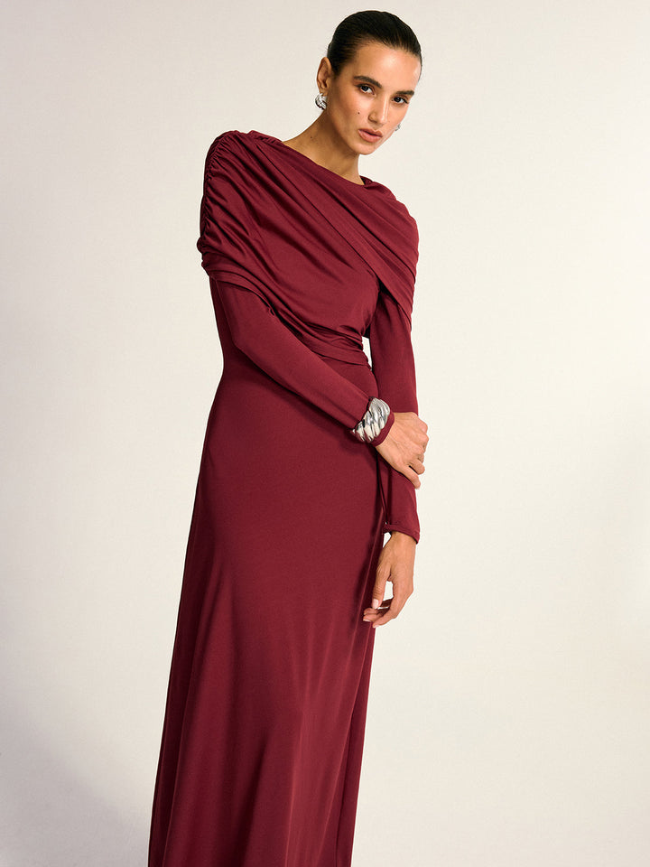 Draped Long Sleeve Maxi Dress  Liora Lane Boutique Dresses