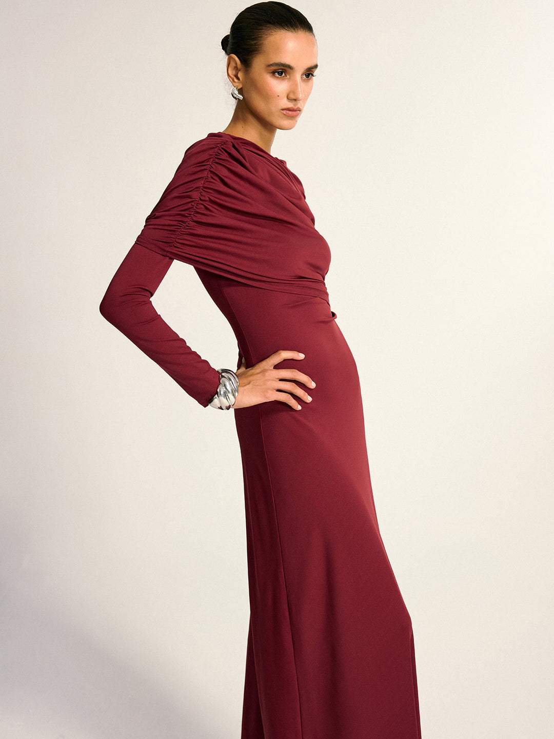 Draped Long Sleeve Maxi Dress  Liora Lane Boutique Dresses