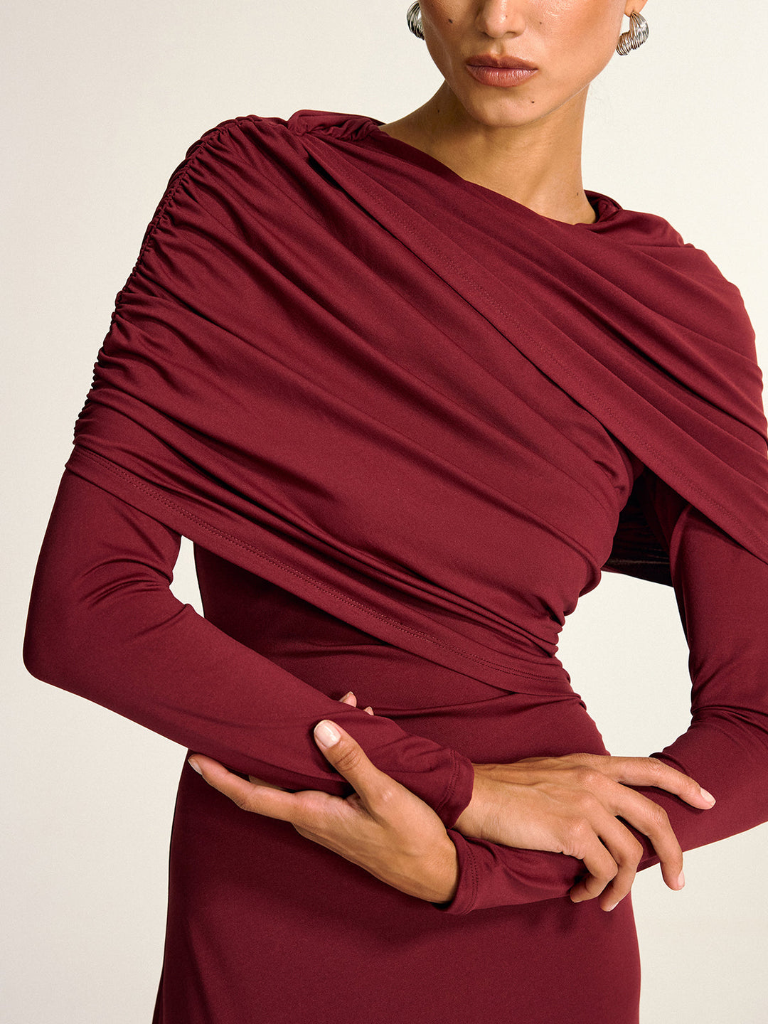 Draped Long Sleeve Maxi Dress  Liora Lane Boutique Dresses