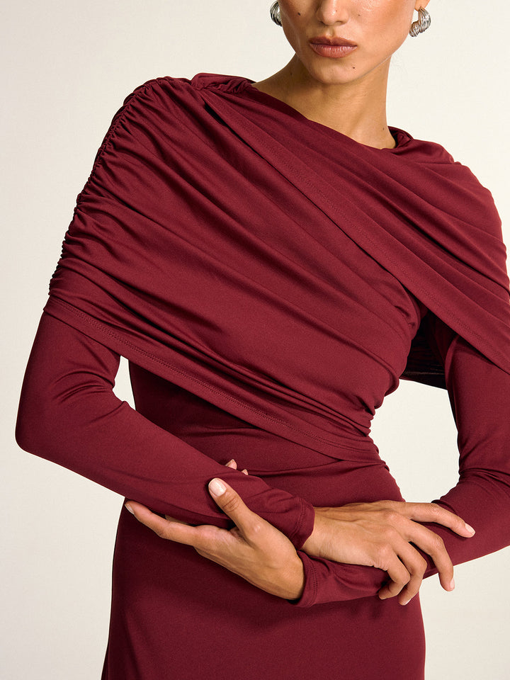 Draped Long Sleeve Maxi Dress  Liora Lane Boutique Dresses