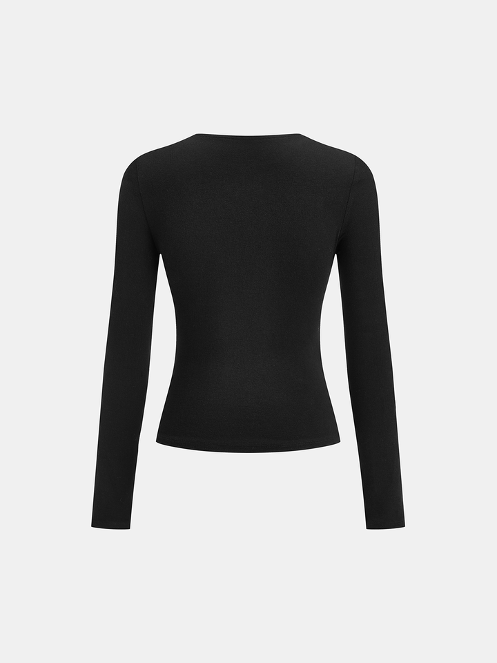 Slim Fit Zip-Front Long Sleeve T-Shirt  Liora Lane Boutique T-Shirts