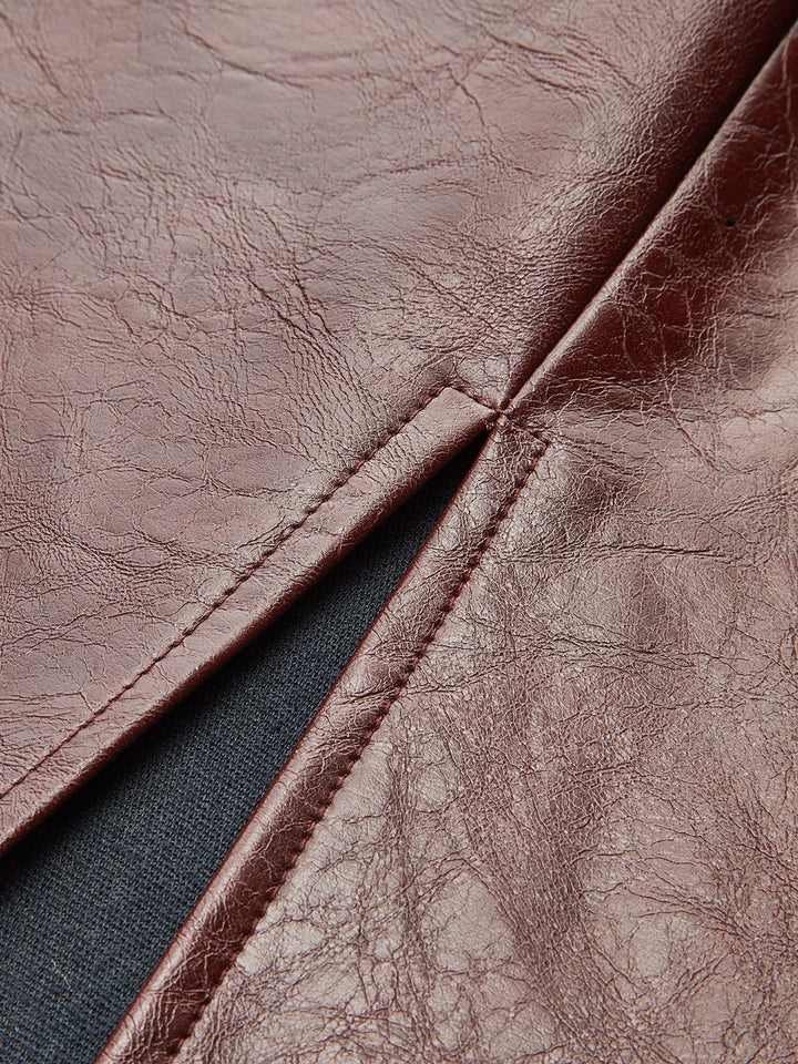 Knot Detail Slit Faux Leather Midi Skirt  Liora Lane Boutique Skirts