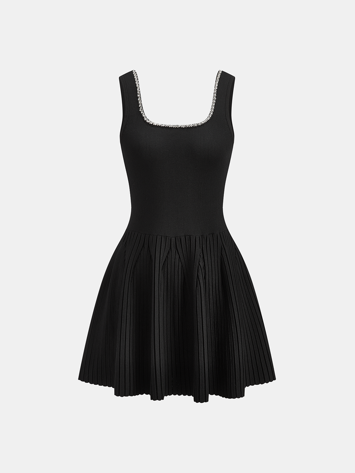 Rhinestone-Embellished Slim Fit Mini Dress  Liora Lane Boutique Sweater Dresses Black / XL 56.00