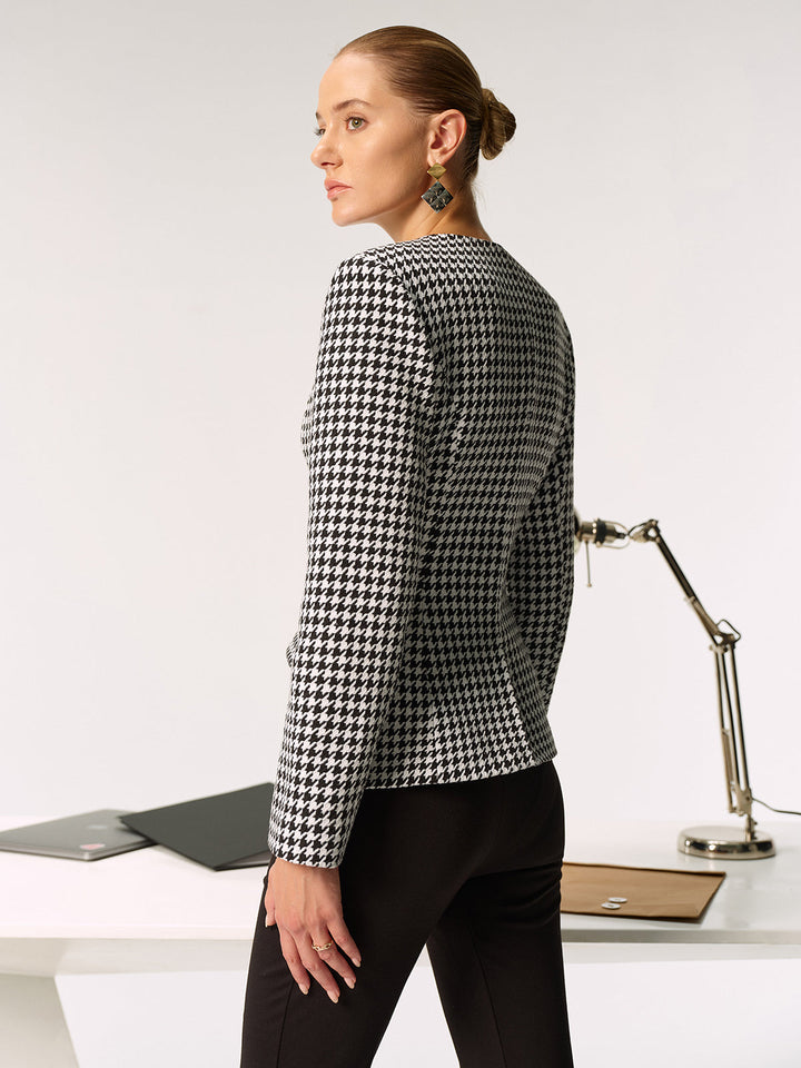 Metal Button Houndstooth Blazer  Liora Lane Boutique Blazers
