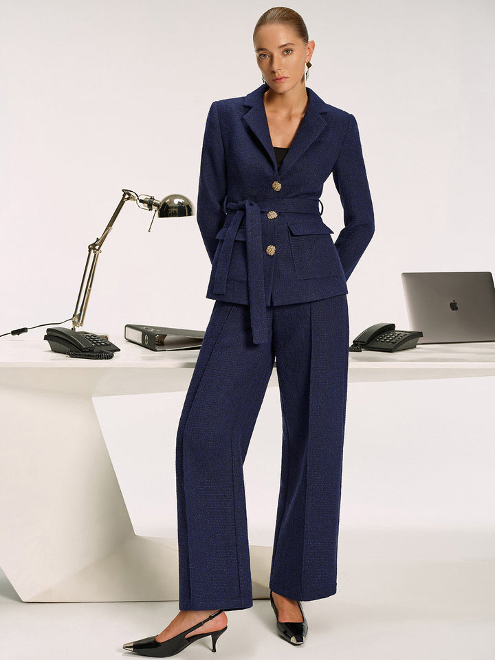 Mid-Waist Tweed Straight-Leg Pants  Liora Lane Boutique Pants
