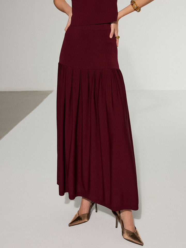 Mock Neck Sleeveless Top and Pleated Midi Skirt Set  Liora Lane Boutique Skirt Sets