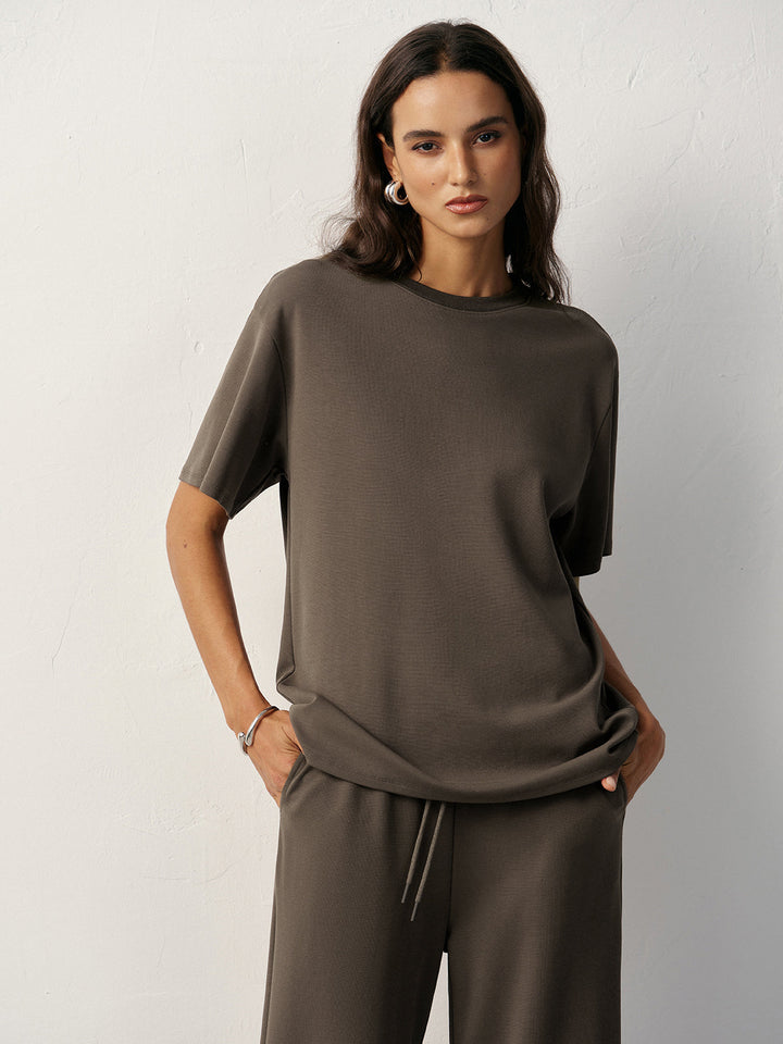 Short Sleeve Crew Neck T-Shirt  Liora Lane Boutique T-Shirts Light Brown / XL 42.00