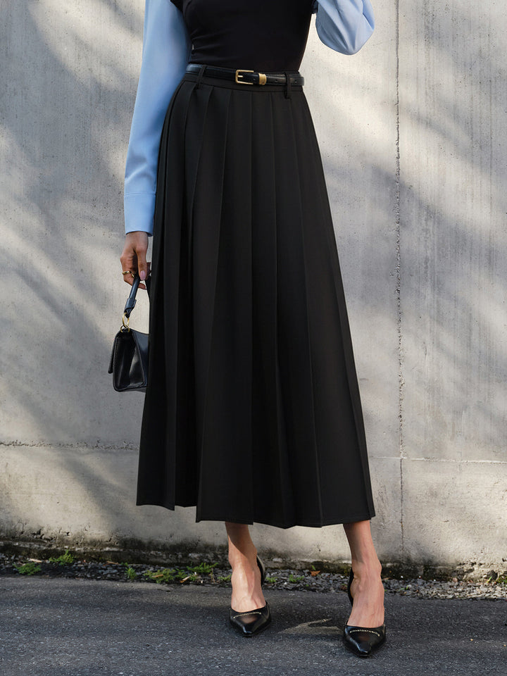 Minimalist Pleated Skirt Without Belt  Liora Lane Boutique Skirts