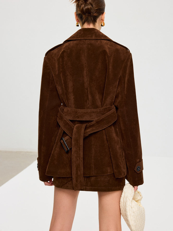 Belted Suede Trench Coat  Liora Lane Boutique Trench Coats