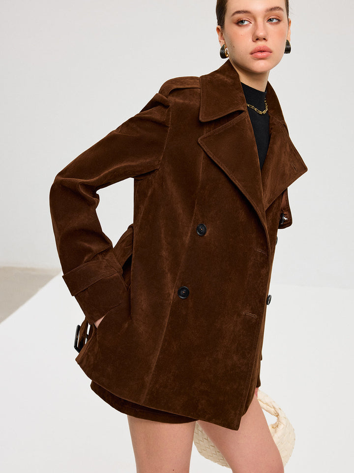 Belted Suede Trench Coat  Liora Lane Boutique Trench Coats