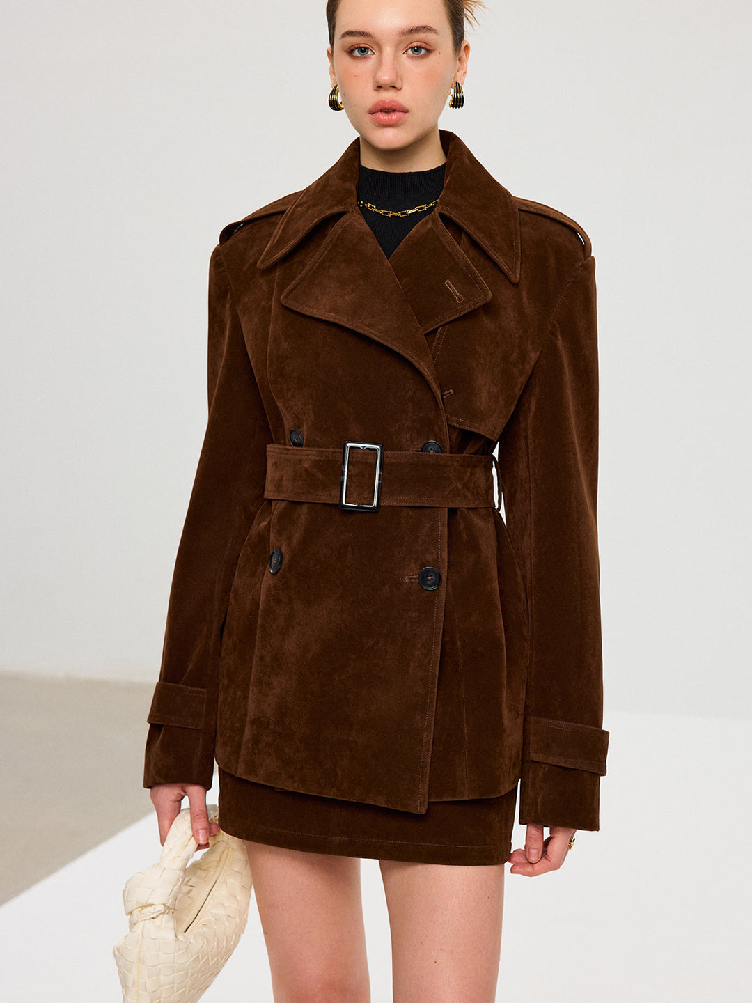 Belted Suede Trench Coat  Liora Lane Boutique Trench Coats