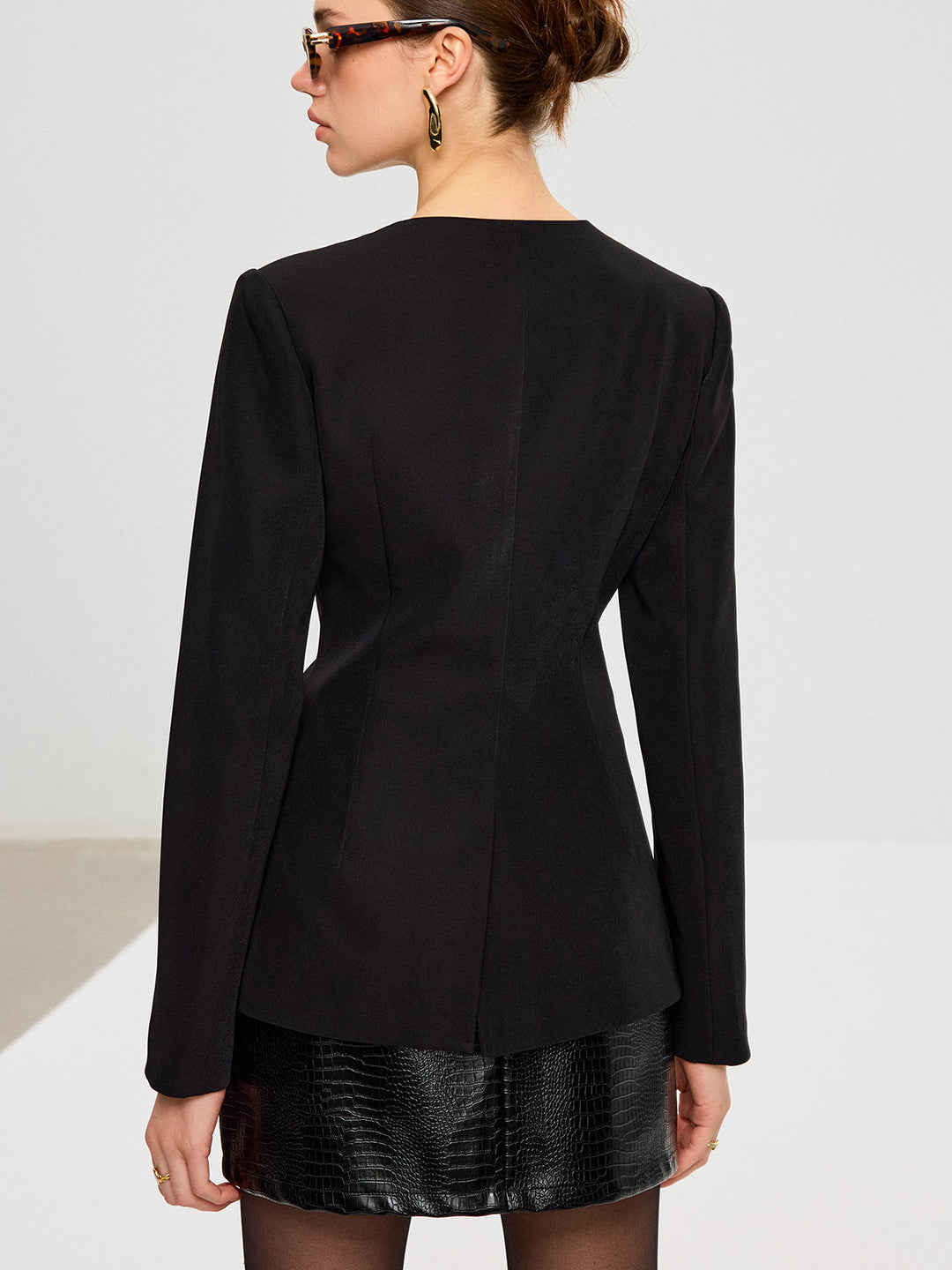 Split Hem Metal Button Blazer  Liora Lane Boutique Blazers