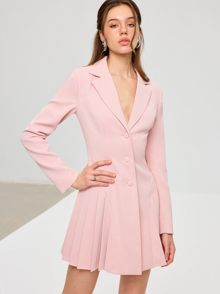 Pleated Fitted Blazer Dress  Liora Lane Boutique Dresses