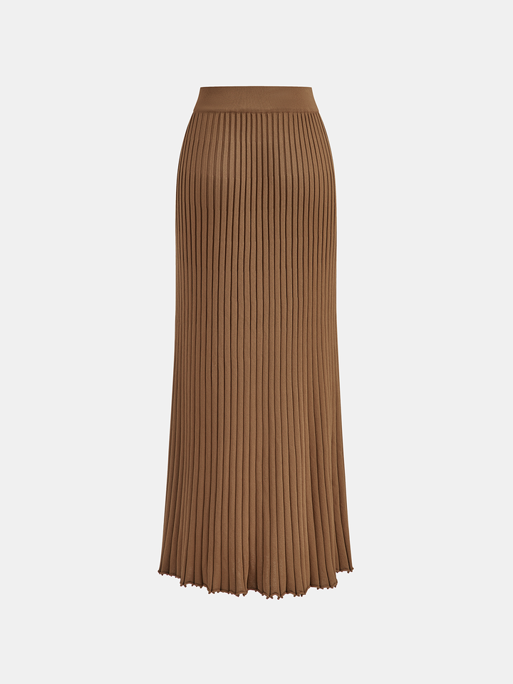 Ribbed Side Slit Button Detail Midi Skirt  Liora Lane Boutique Sweater Skirts