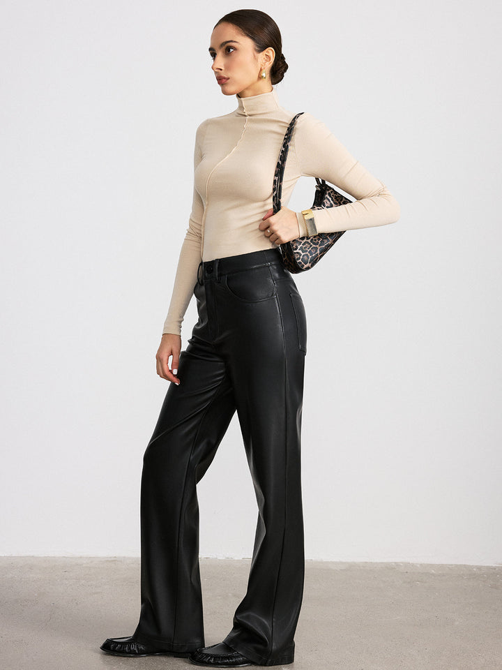 Seam Detail Turtleneck Slim T-Shirt  Liora Lane Boutique T-Shirts Apricot / XL 29.00