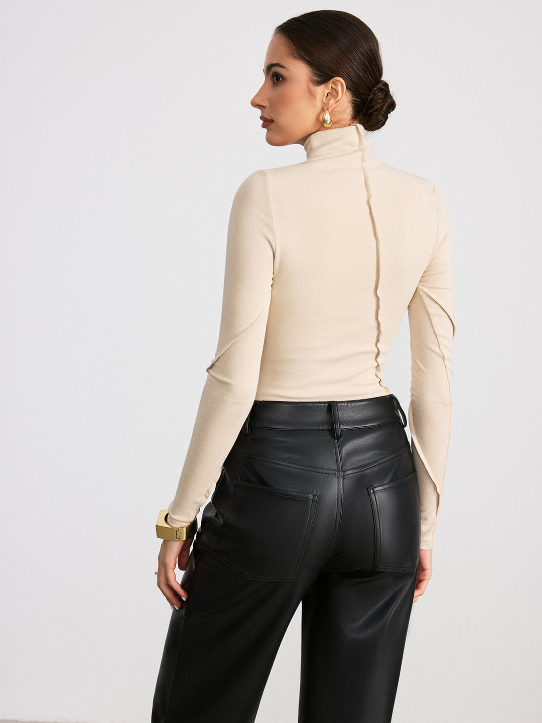Seam Detail Turtleneck Slim T-Shirt  Liora Lane Boutique T-Shirts