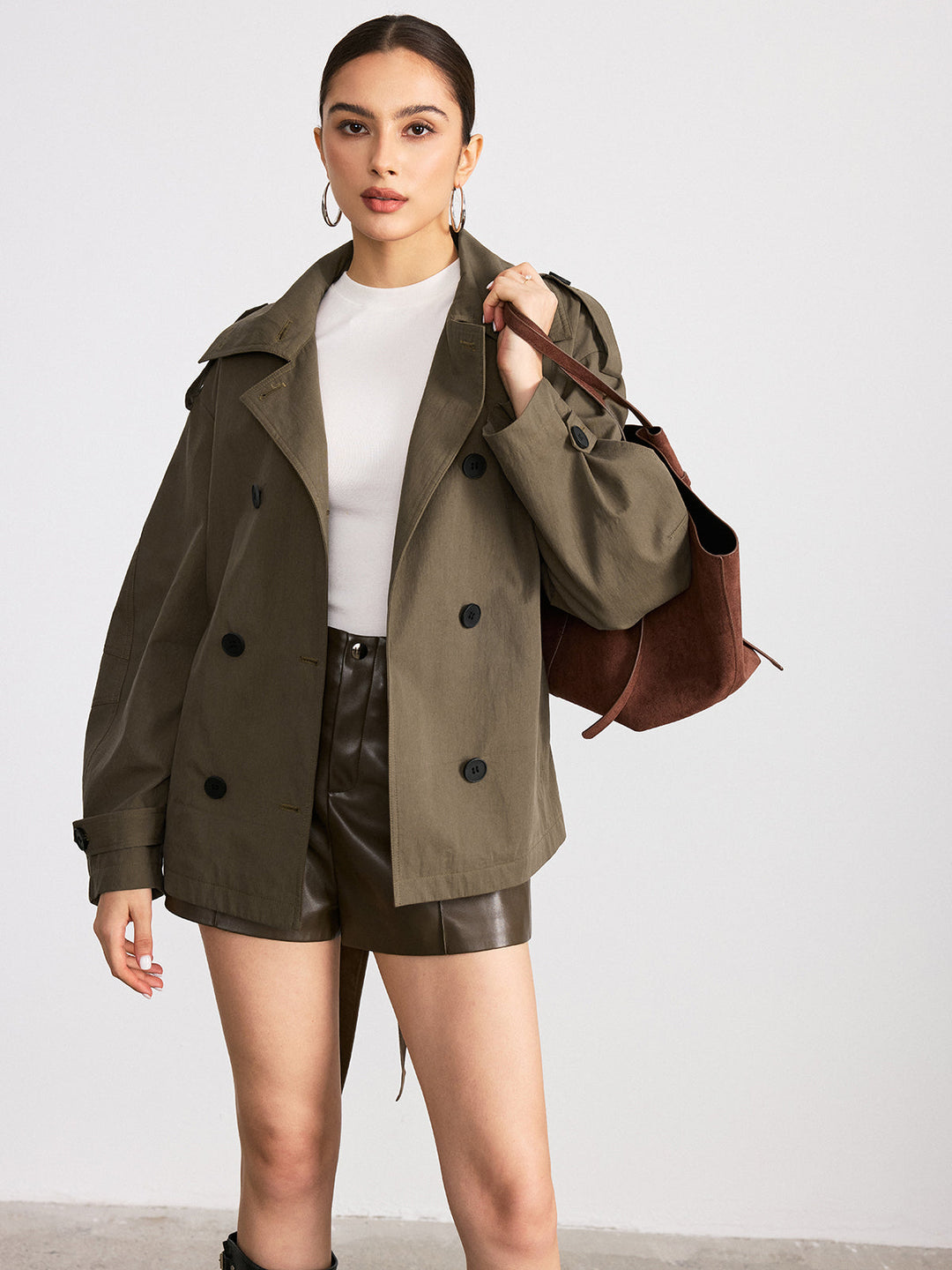 Double-Breasted Belted Trench Coat  Liora Lane Boutique Trench Coats