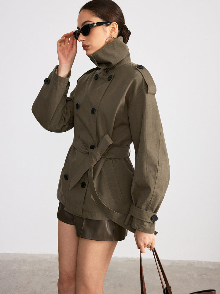Double-Breasted Belted Trench Coat  Liora Lane Boutique Trench Coats Brown / XL 88.00