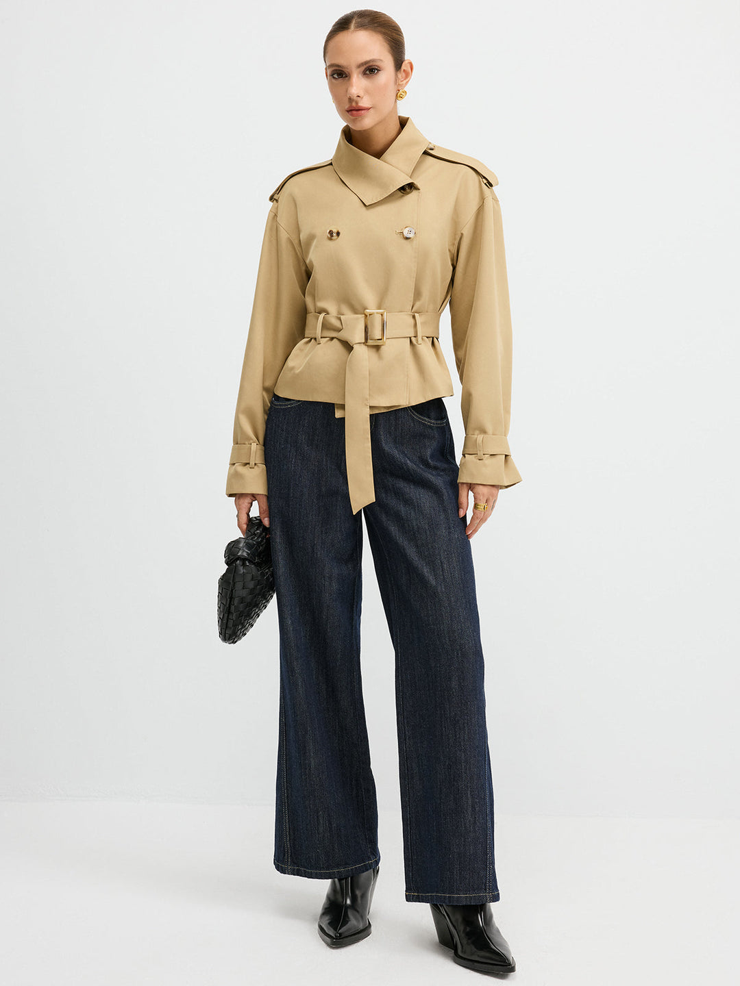 Double-Breasted Belted Trench Coat  Liora Lane Boutique Trench Coats